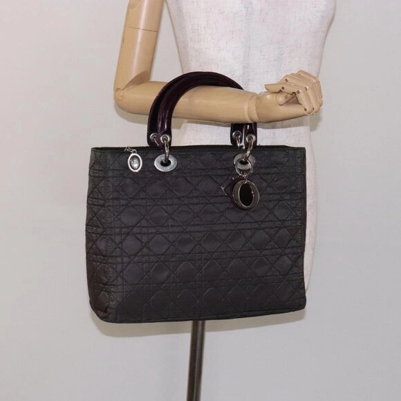 Christian Dior Canage Hand Bag Nylon Khaki Purple Silver Auth bs29344 - Picture 14 of 16